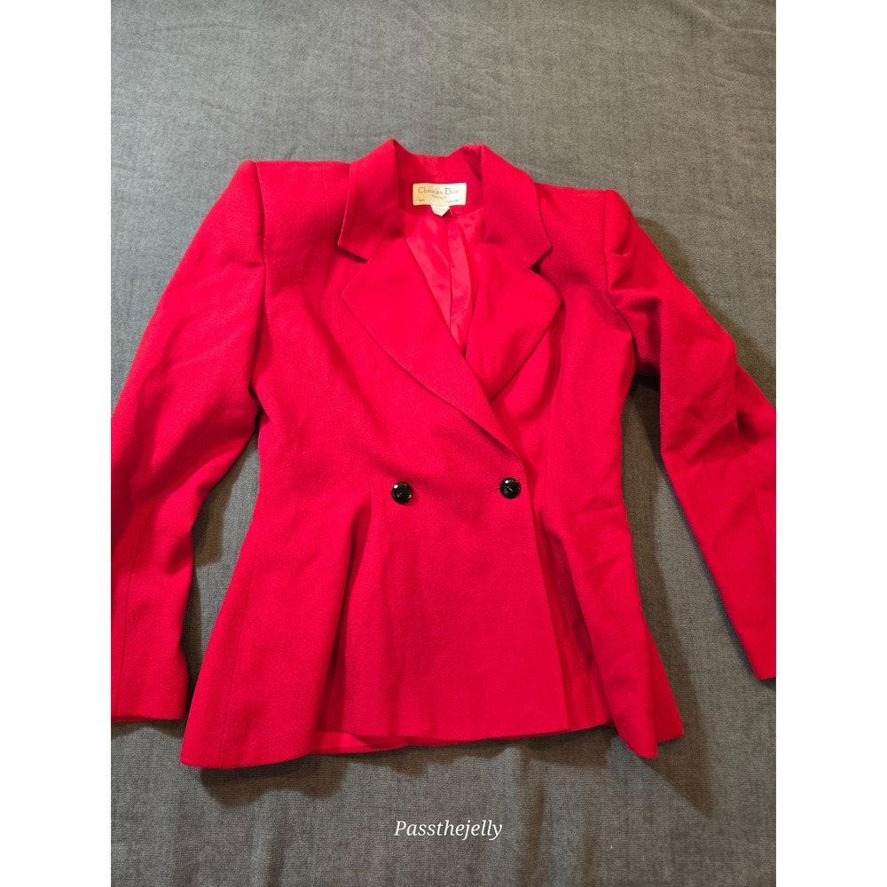 Vintage Christian Dior Suit Jacket Womens 12 Red The Suit Double Breasted 90s